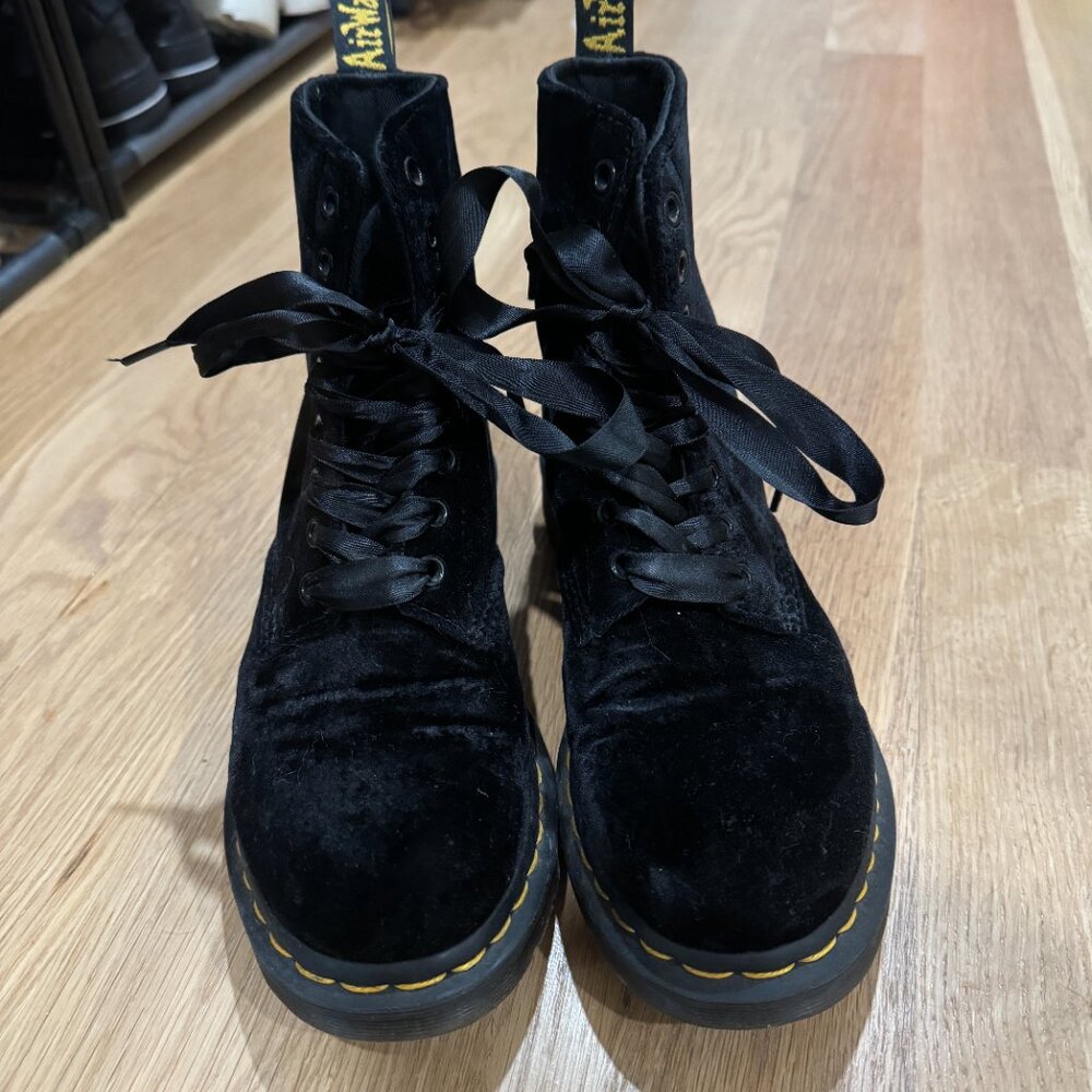 Dr.Martens Black Velvet Boots for Women